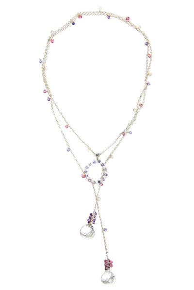 Hoop Lariette Crystal Silver Necklace - Inaya Jewelry
