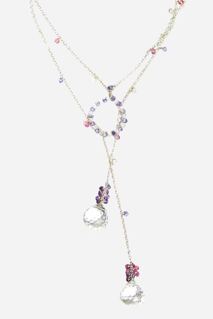 Hoop Lariette Crystal Silver Necklace - Inaya Jewelry