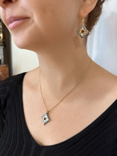 Garnet Compass Earrings - Inaya Jewelry