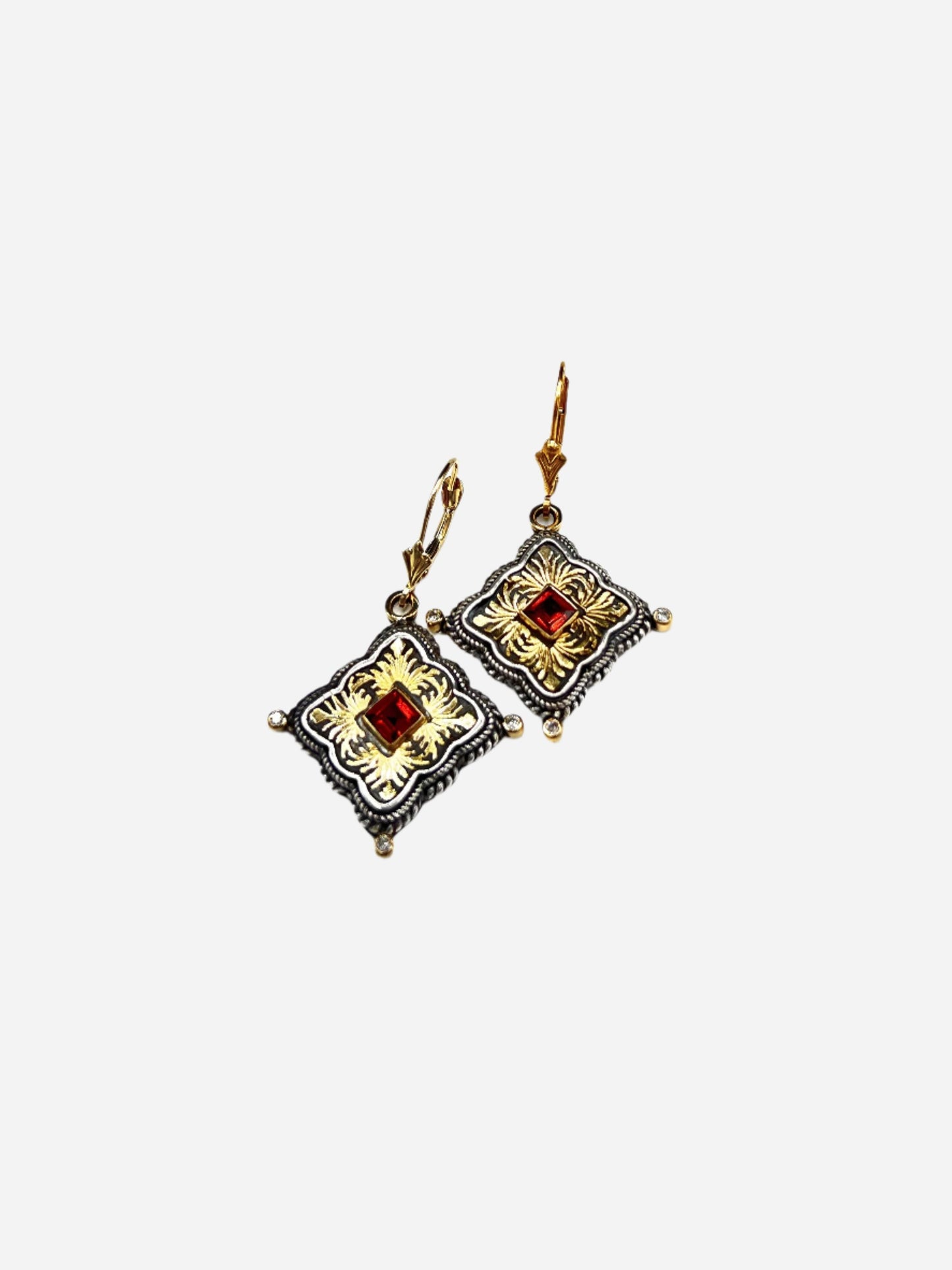 Garnet Compass Earrings - Inaya Jewelry