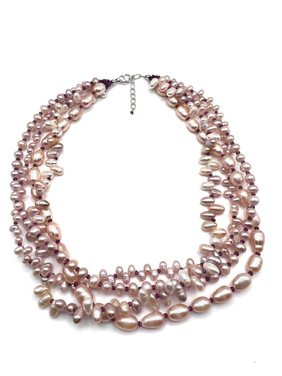 Peach Pearl Dazzle Necklace - Inaya Jewelry