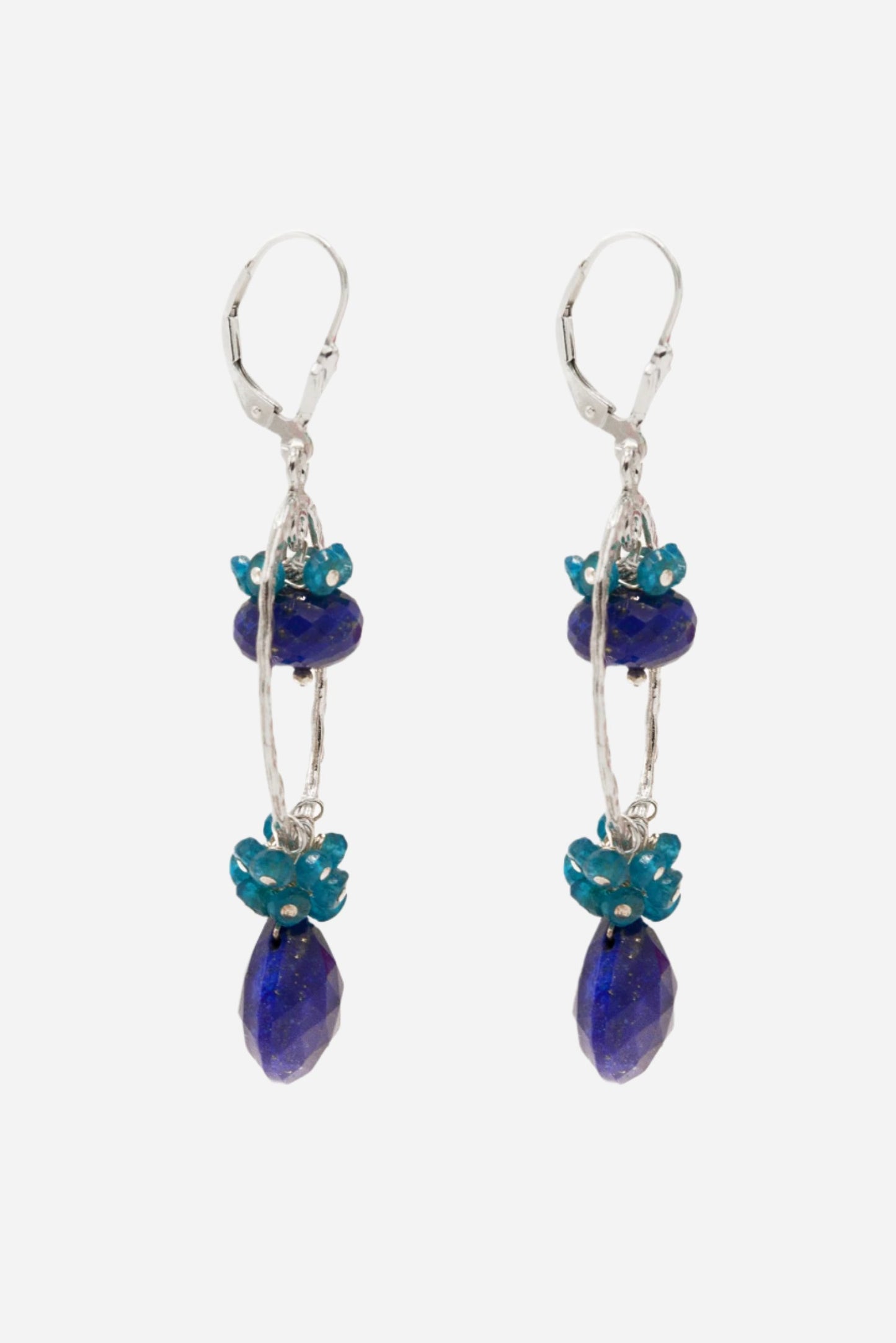 Lapis and Apatite Loop Earrings - Inaya Jewelry