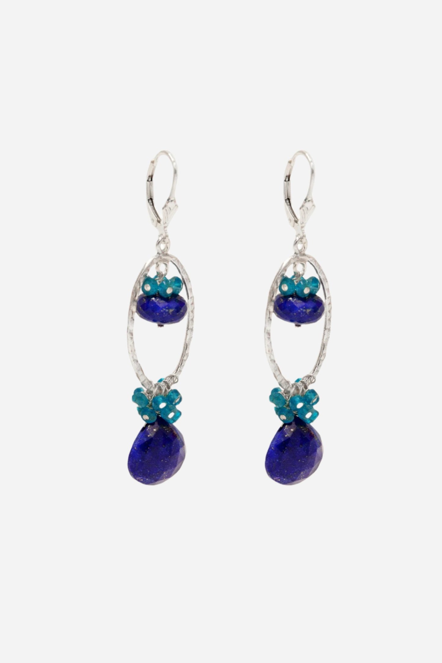 Lapis and Apatite Loop Earrings - Inaya Jewelry