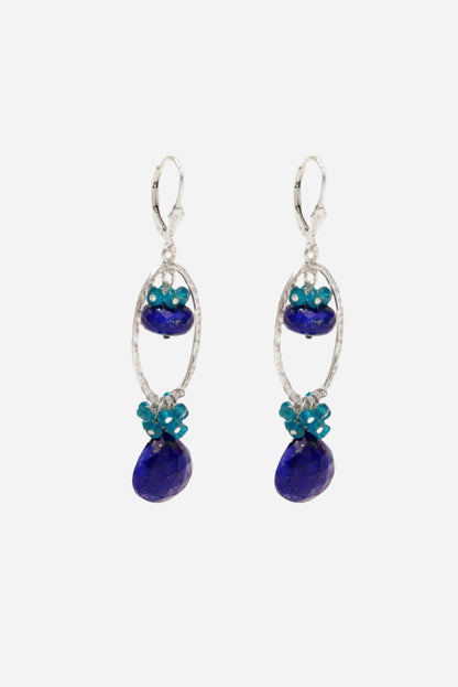 Lapis and Apatite Loop Earrings - Inaya Jewelry