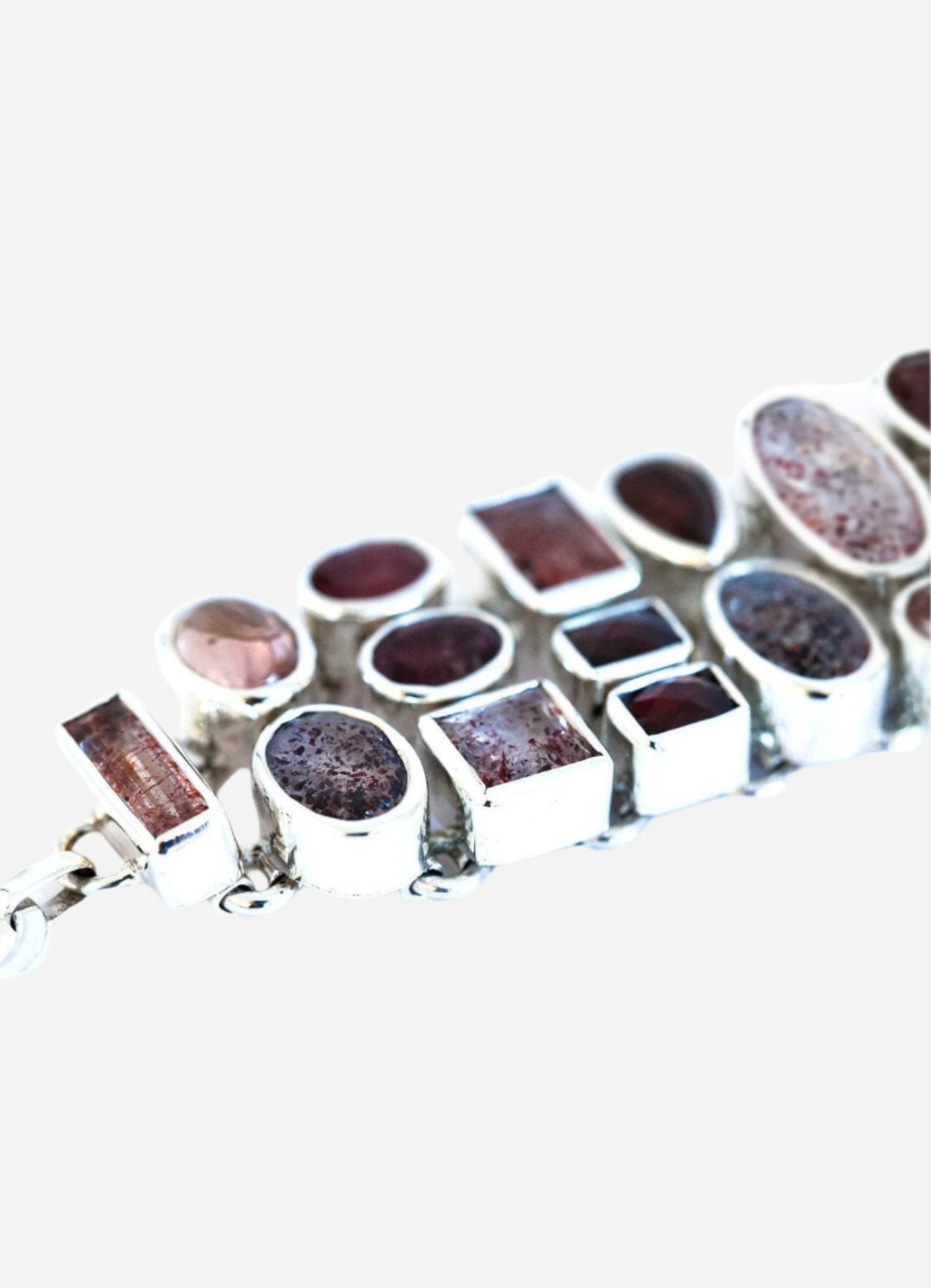 Mosaic Elestial & Garnet Bracelet - Inaya Jewelry