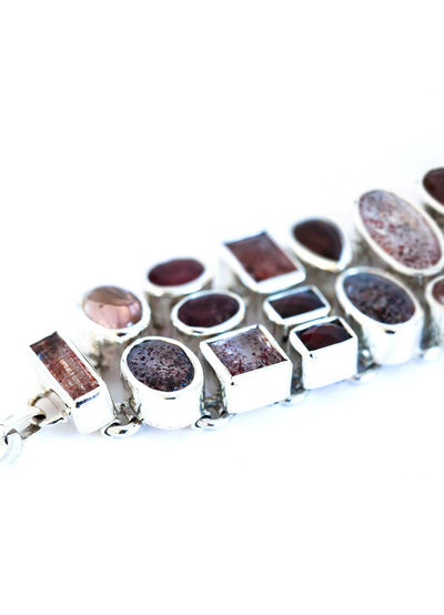 Mosaic Elestial & Garnet Bracelet - Inaya Jewelry