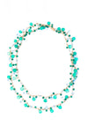 Green Onyx and Blue Topaz Long Chained Necklace - Inaya Jewelry