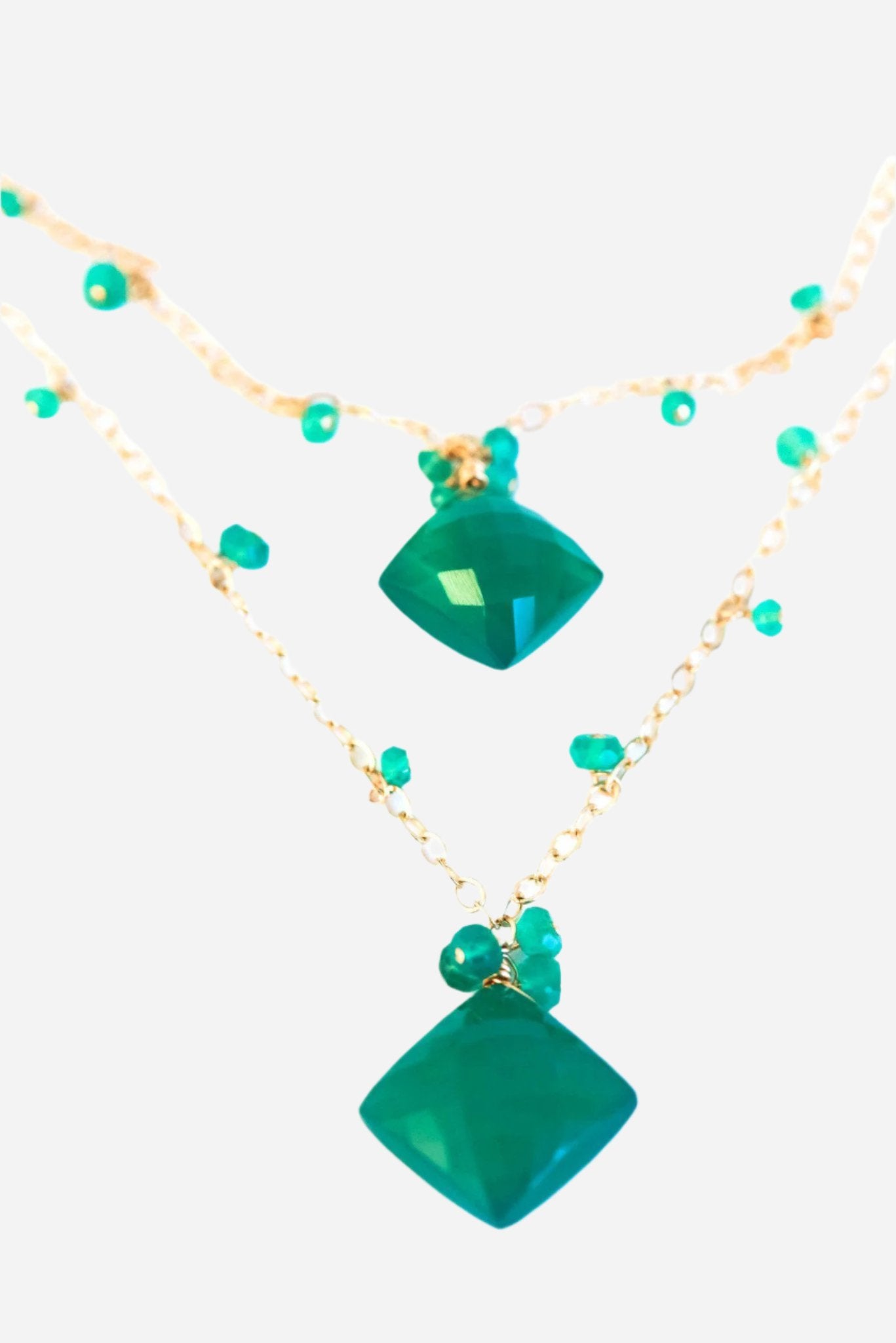 Double Stone Green Onyx Necklace - Inaya Jewelry