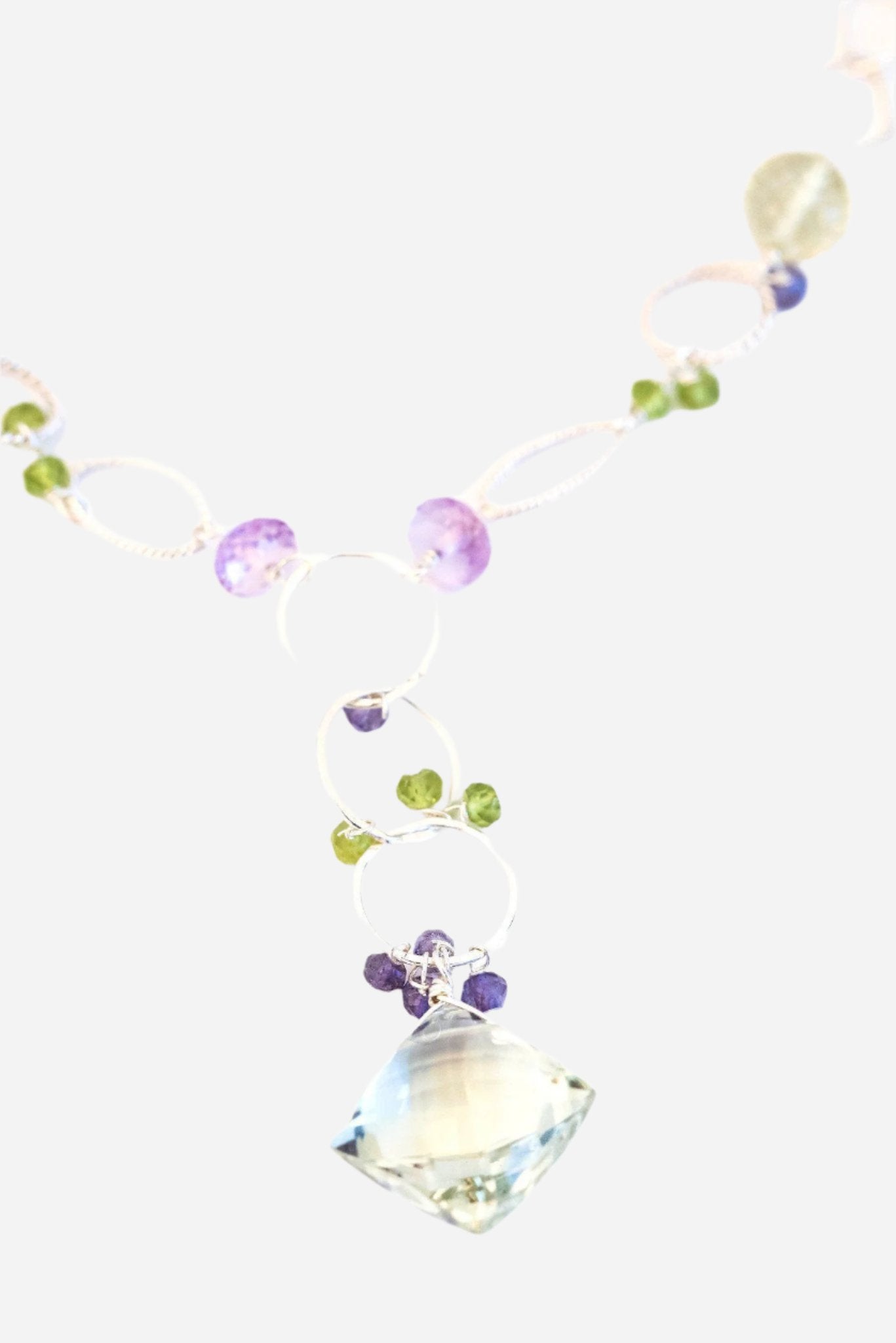 Chainy Green Amethyst Silver Necklace - Inaya Jewelry