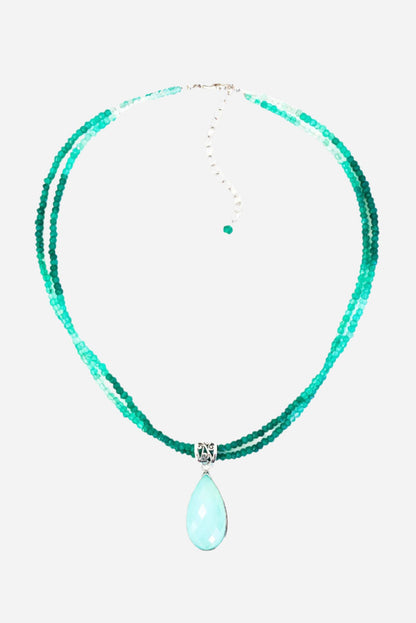 Chalcedony on Green Onyx - Inaya Jewelry