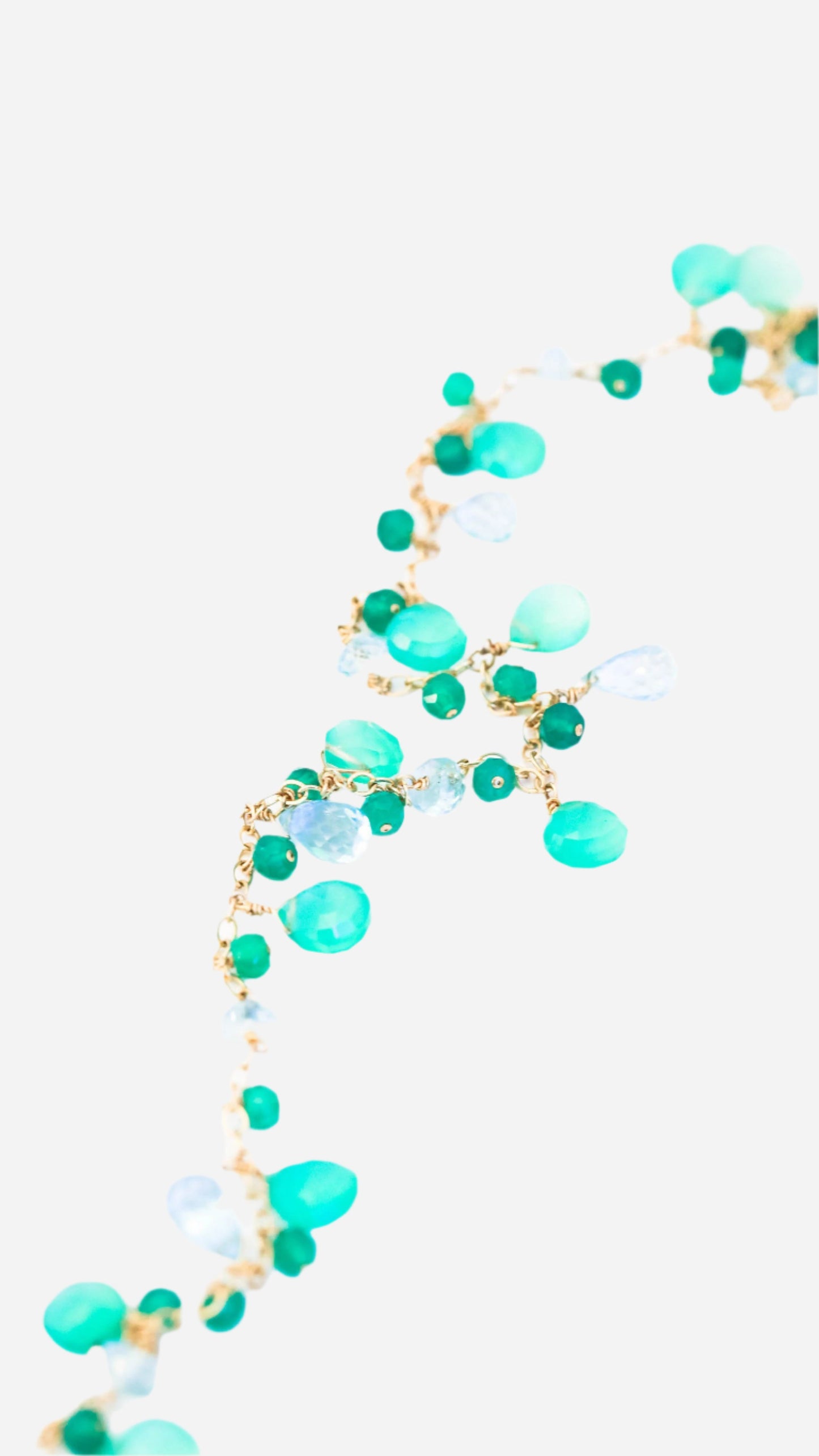 Green Onyx and Blue Topaz Long Chained Necklace - Inaya Jewelry