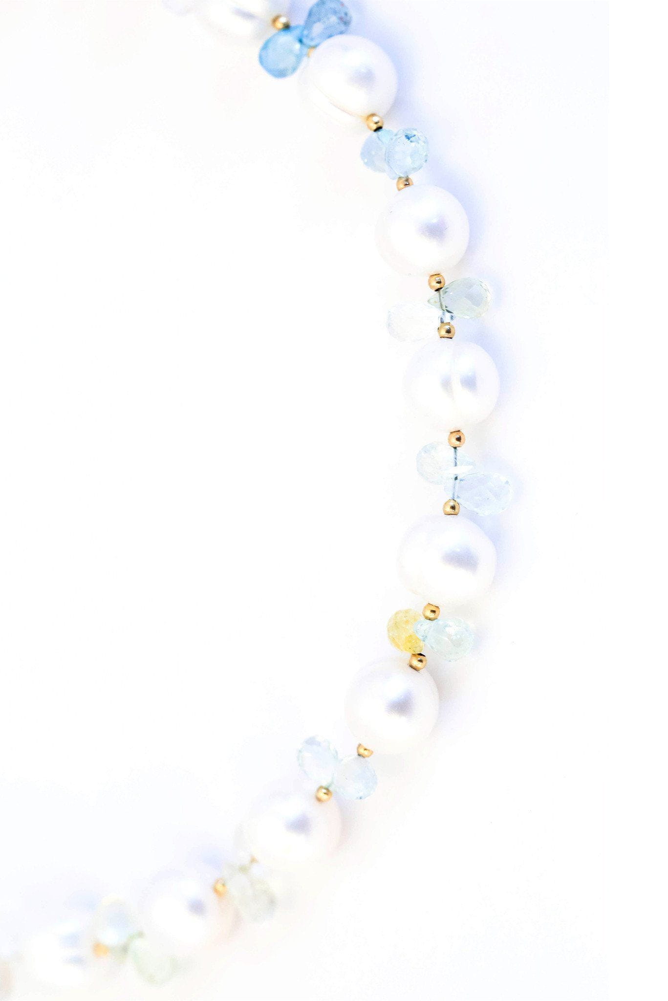 Pearls and Aquamarine Necklace - Inaya Jewelry