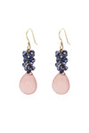 Peach Chalcedony & Iolite Cluster Earrings - Inaya Jewelry