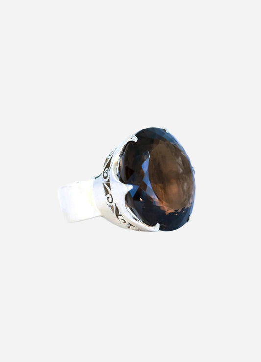 Smoky Topaz Crown Ring - Inaya Jewelry