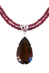 Smoky Topaz on Garnet Pendant - Inaya Jewelry