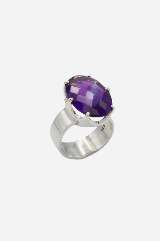 African Amethyst Crown Ring - Inaya Jewelry