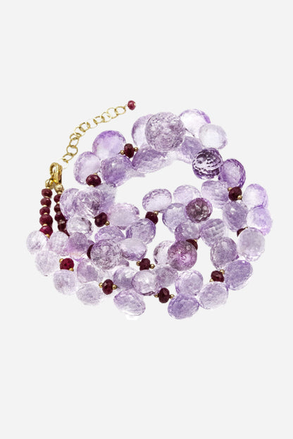 Pink Amethyst & Rubies Necklace - Inaya Jewelry