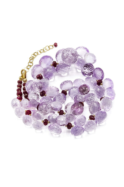 Pink Amethyst & Rubies Necklace - Inaya Jewelry