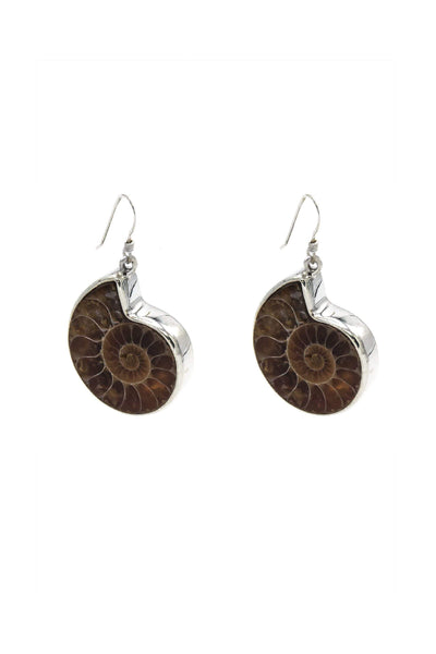 Ammonite Bezel Earrings - Inaya Jewelry