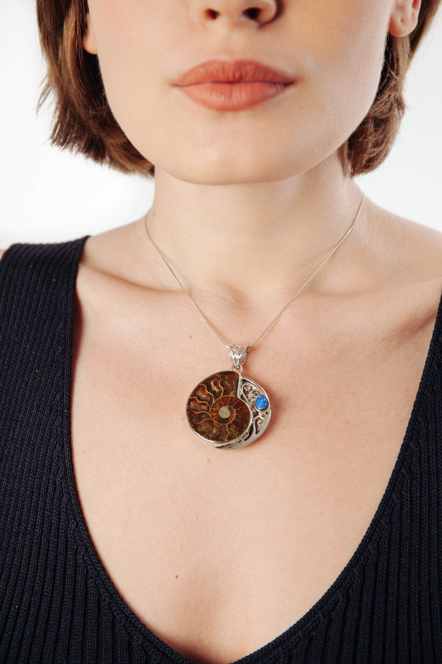 Ammonite & Opal Pendant - Inaya Jewelry