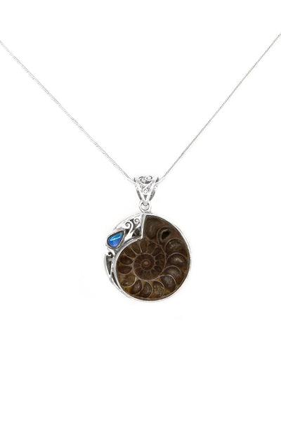 Ammonite & Opal Pendant - Inaya Jewelry