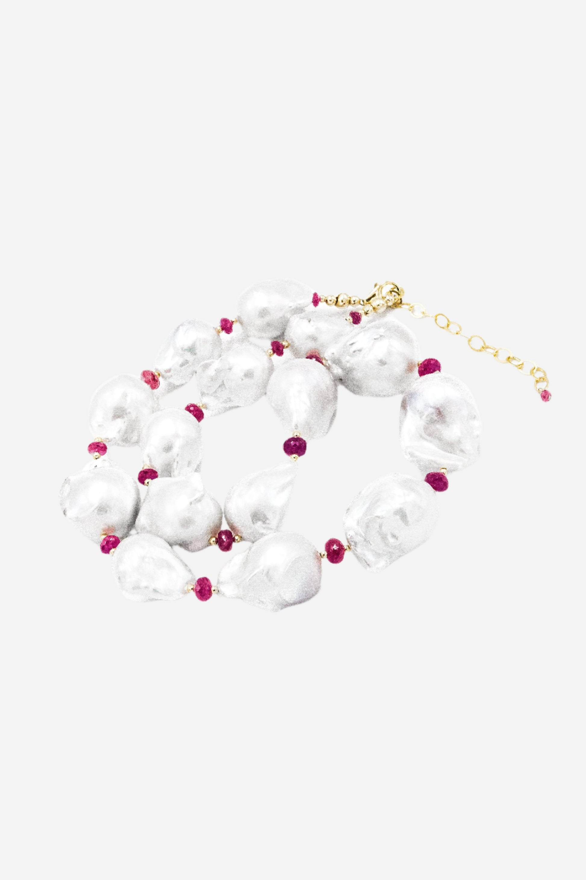 Baroque Pearl & Rubies Necklace - Inaya Jewelry