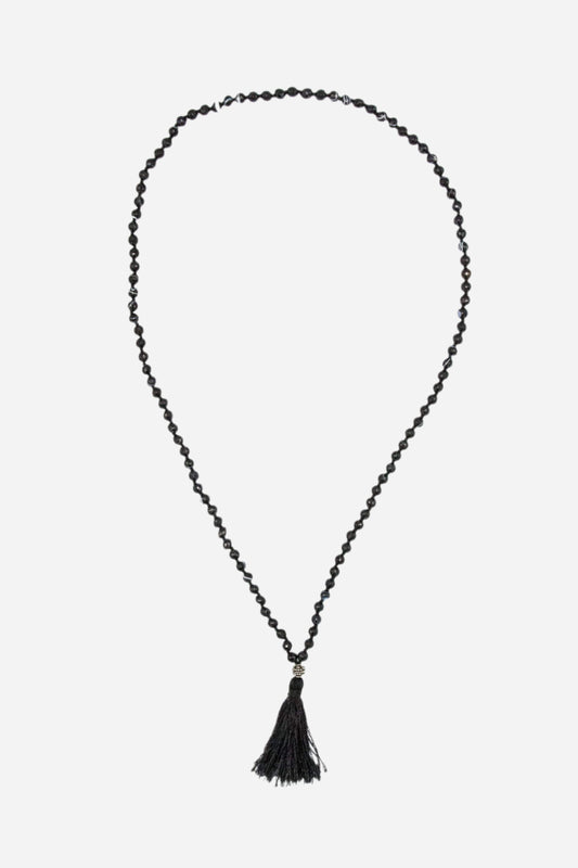 Striped Black Agate Mala Necklace - Inaya Jewelry