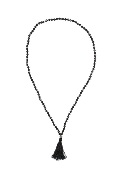 Striped Black Agate Mala Necklace - Inaya Jewelry