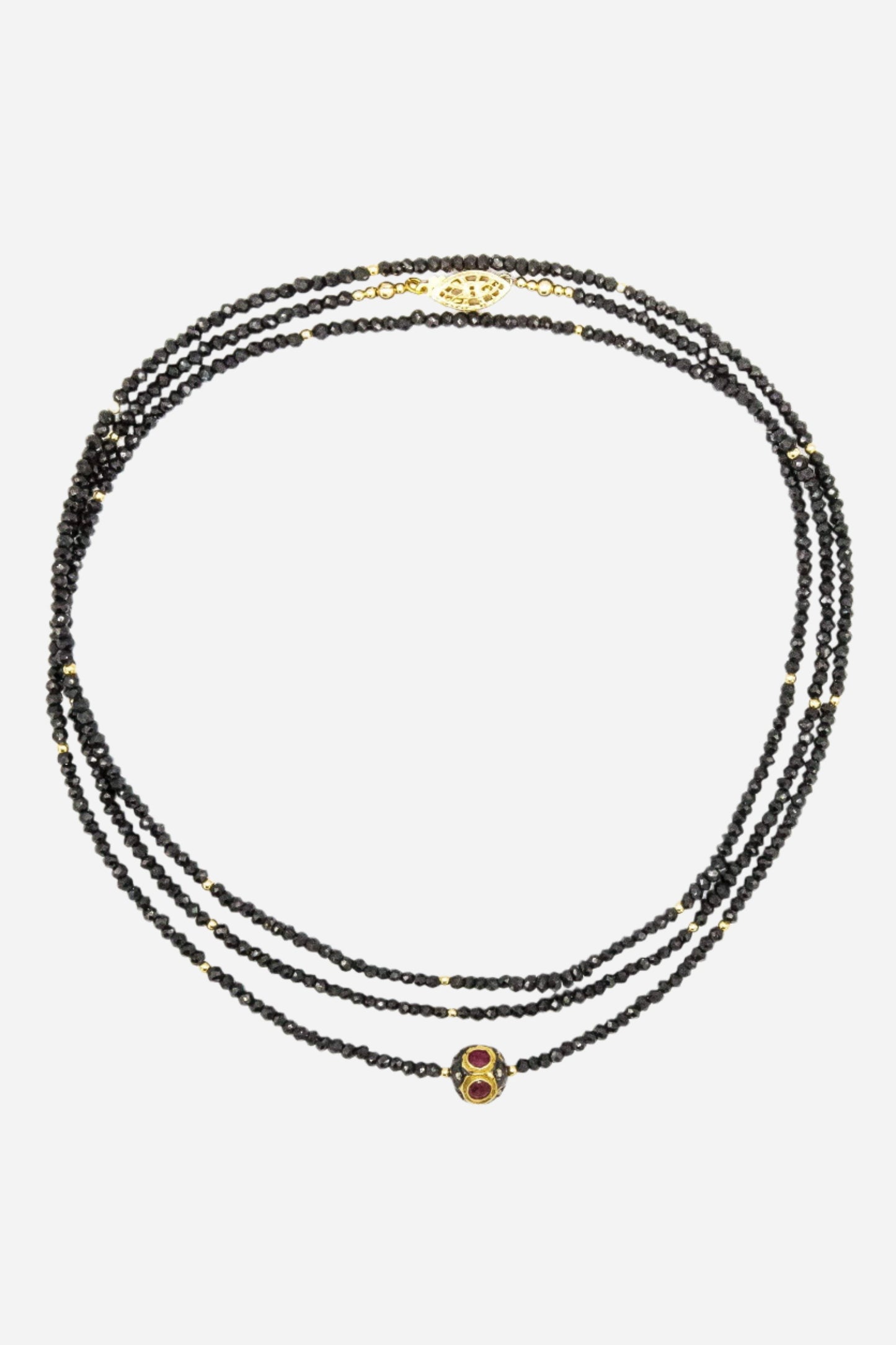 Black Diamond, Ruby & Black Spinel Necklace - Inaya Jewelry