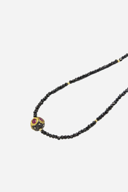 Black Diamond, Ruby & Black Spinel Necklace - Inaya Jewelry