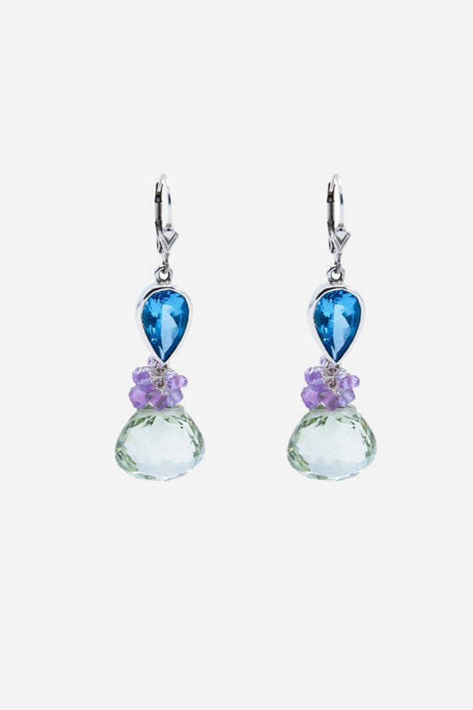 Green Amethyst & Blue Topaz Fantasy Drop Earrings - Inaya Jewelry