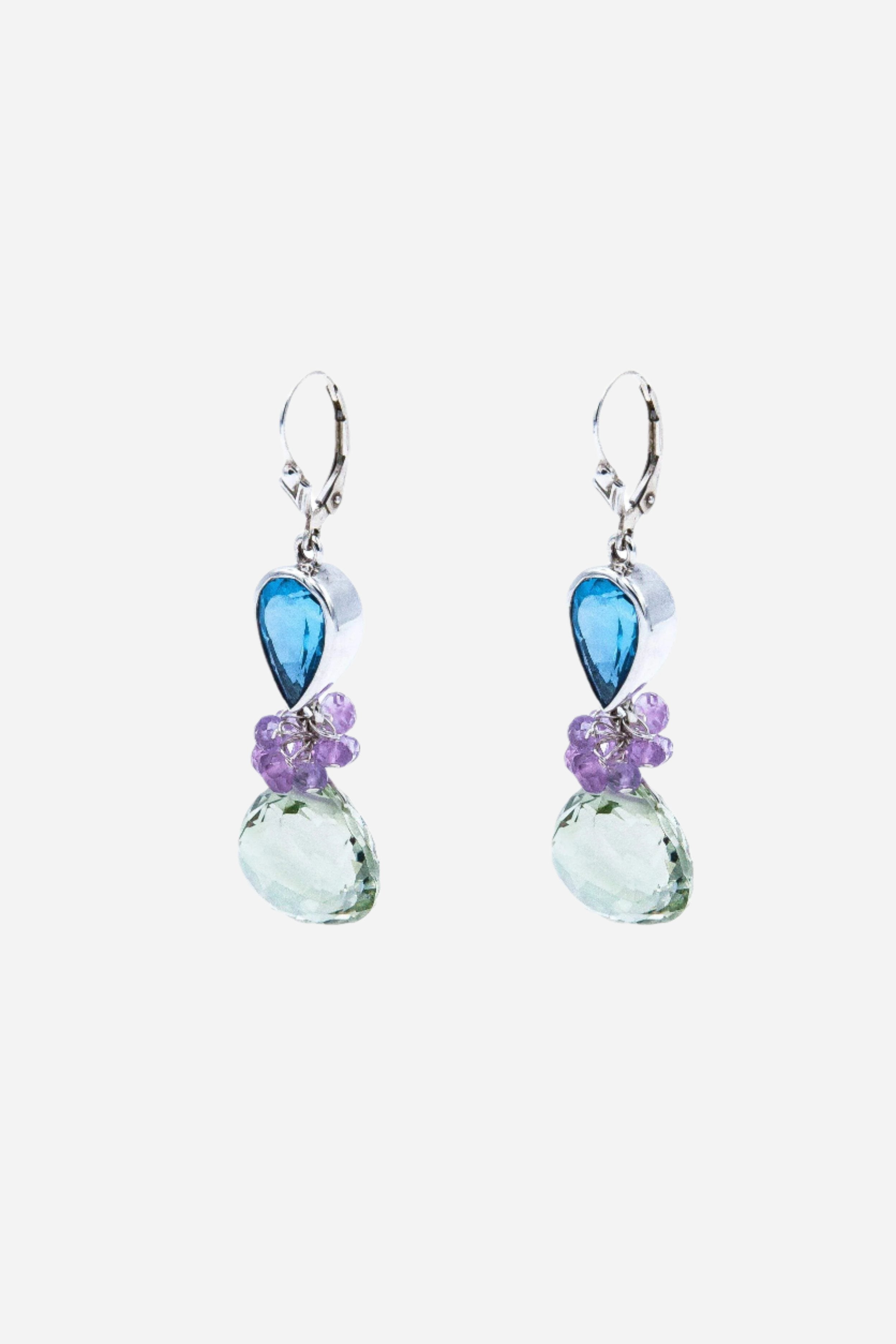 Amethyst and Blue Topaz Drop Earrings hotsell