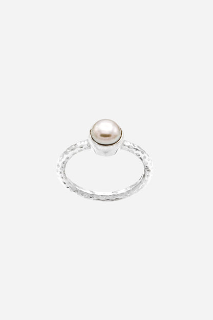 Blush Pearl Fine Band Ring - Inaya Jewelry