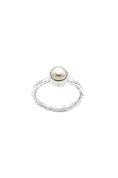 Blush Pearl Fine Band Ring - Inaya Jewelry