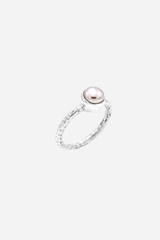 Blush Pearl Fine Band Ring - Inaya Jewelry