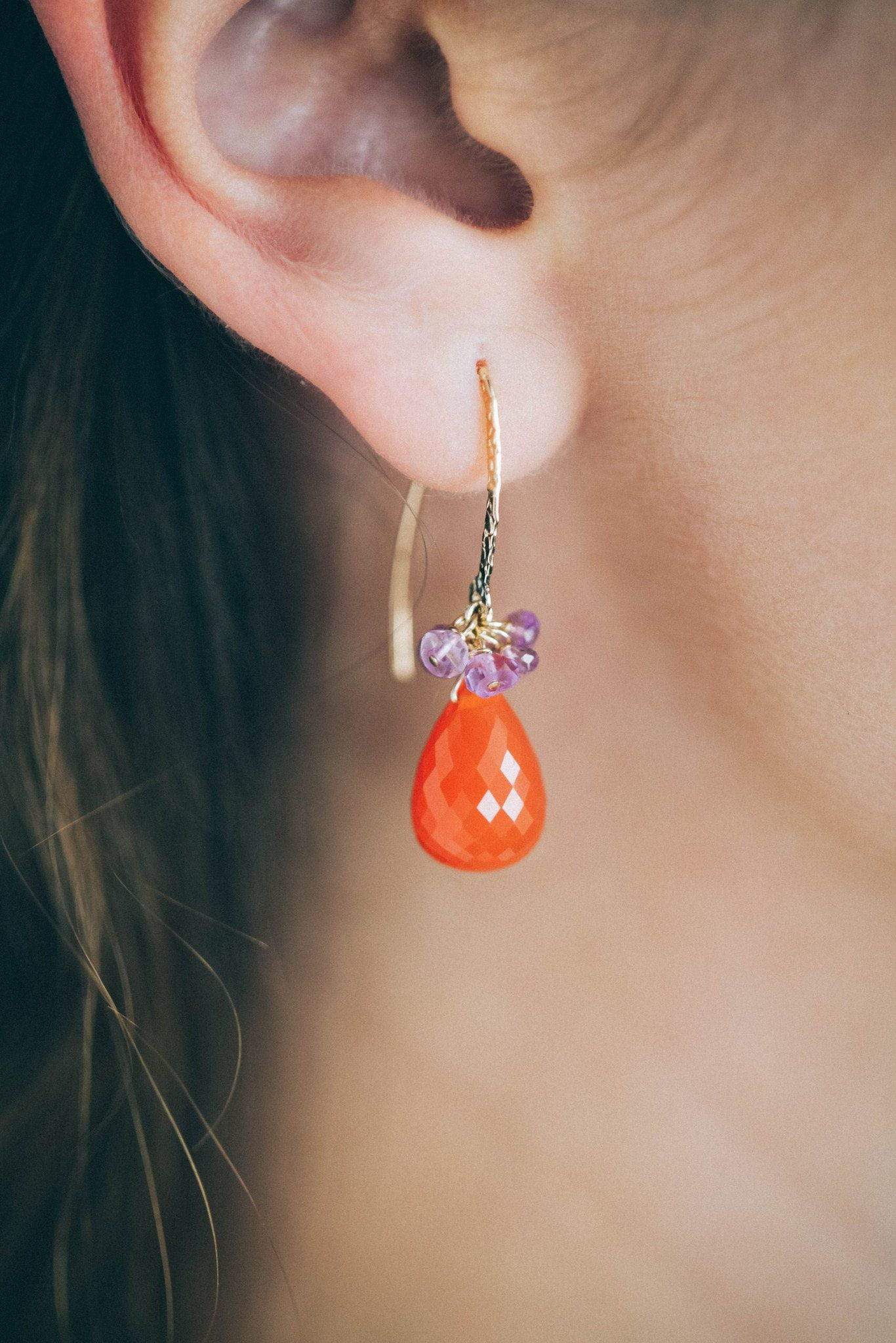 Carnelian and Amethyst Endless Earrings - Inaya Jewelry