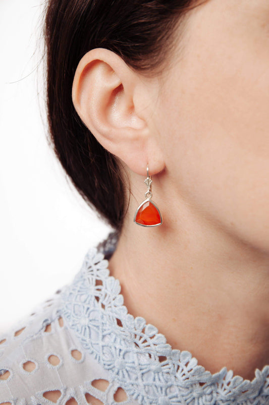 Carnelian Bezel Drop Earrings - Inaya Jewelry