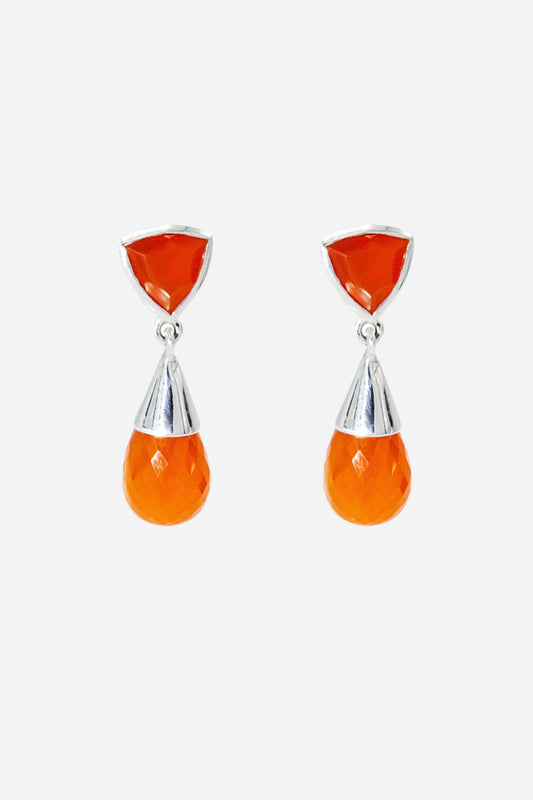 Carnelian Silver Drop Earrings - Inaya Jewelry