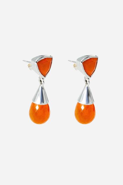 Carnelian Silver Drop Earrings - Inaya Jewelry