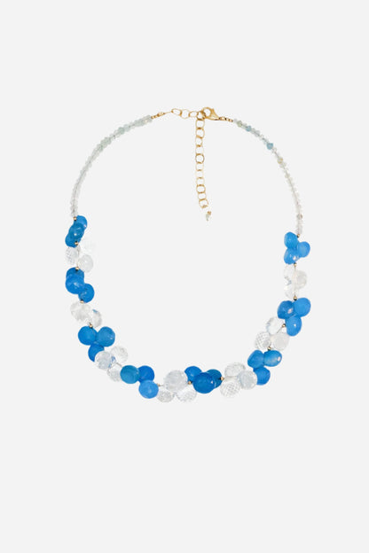 Crystal Blue Cluster Necklace - Inaya Jewelry