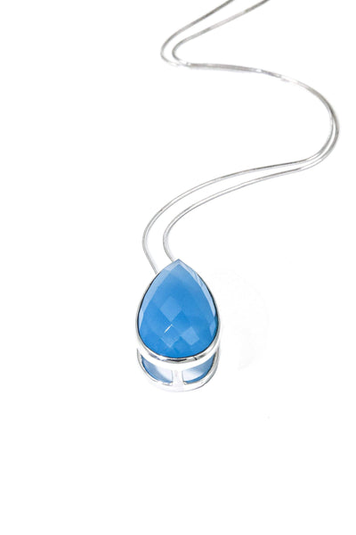Buy Aqua blue chalcedony pendant necklace, Tear drop silver pendant chain  online at aStudio1980.com