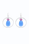 Blue Chalcedony & Pink Ruby Hoop Earrings - Inaya Jewelry