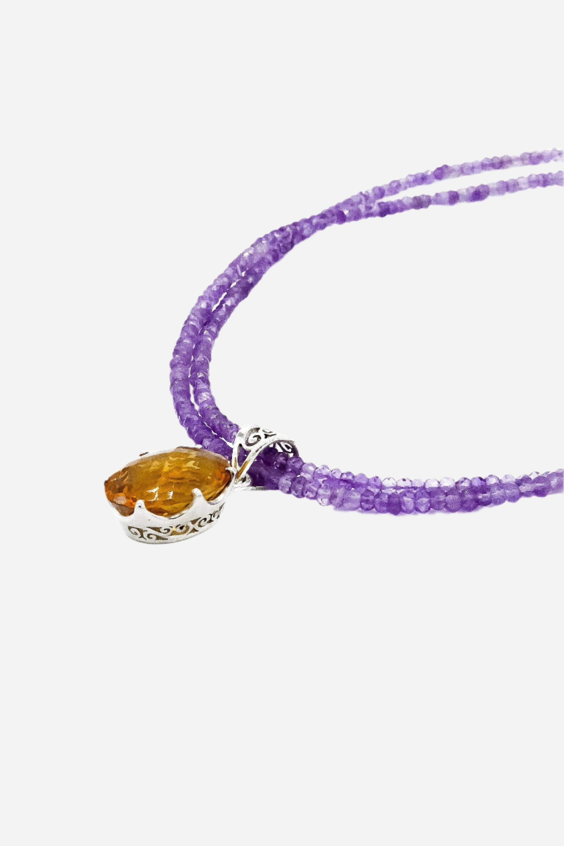 Citrine on Amethyst Pendant - Inaya Jewelry