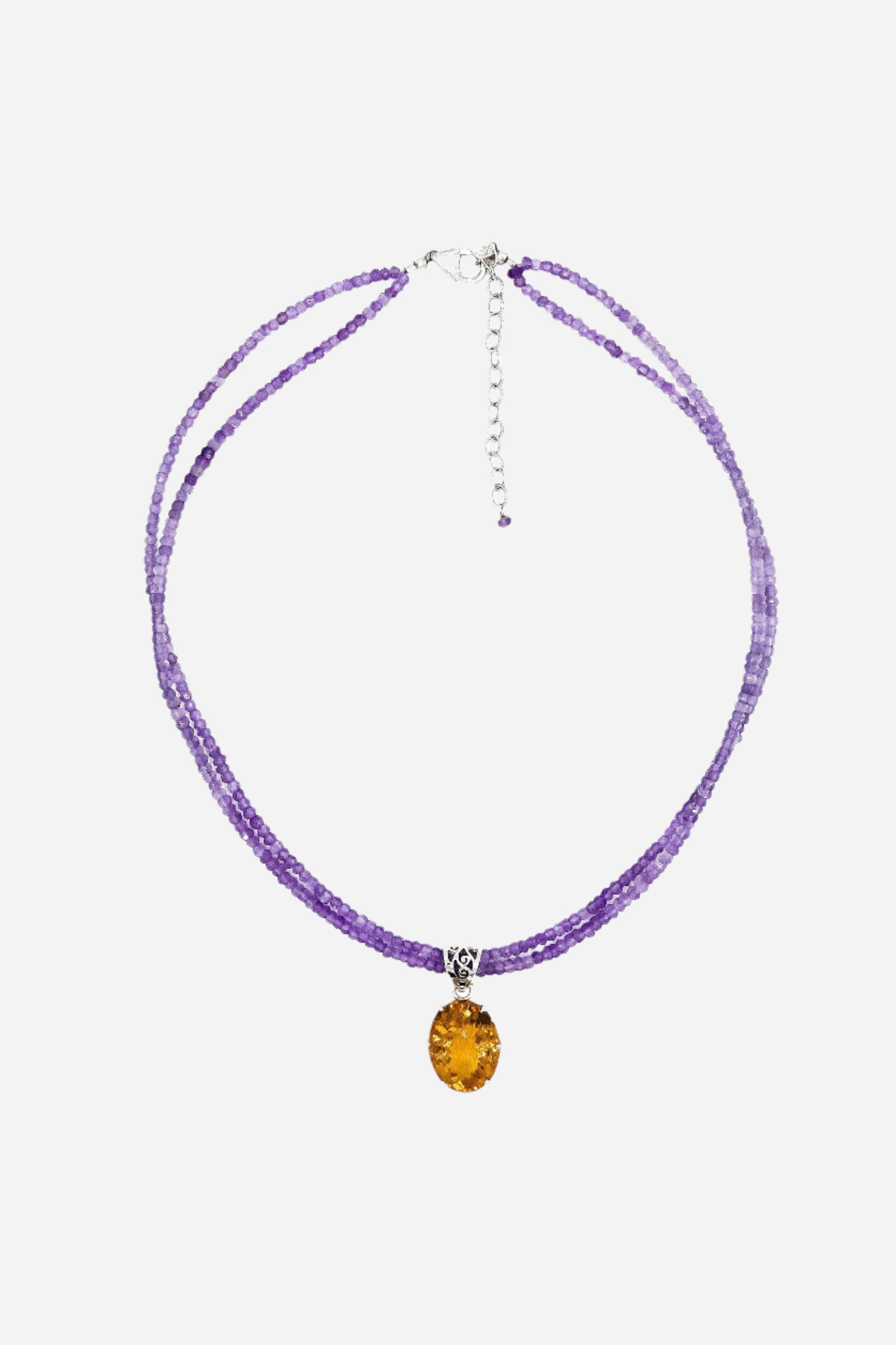 Citrine on Amethyst Pendant - Inaya Jewelry