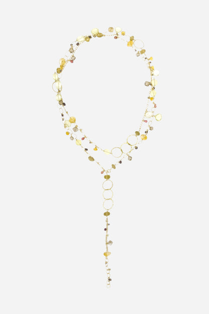 Smoky & Lemon Topaz, Citrine, Garnet Multi-Link Necklace - Inaya Jewelry