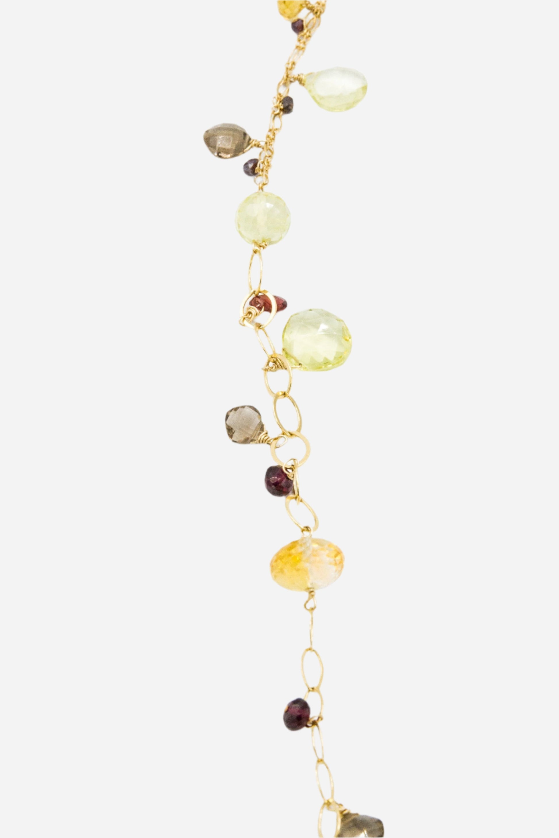 Smoky & Lemon Topaz, Citrine, Garnet Multi-Link Necklace - Inaya Jewelry