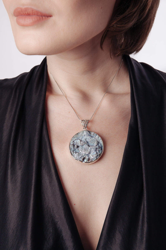 Round Druzy Pendant - Inaya Jewelry