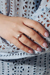 White Pearl Fine Band Ring - Inaya Jewelry