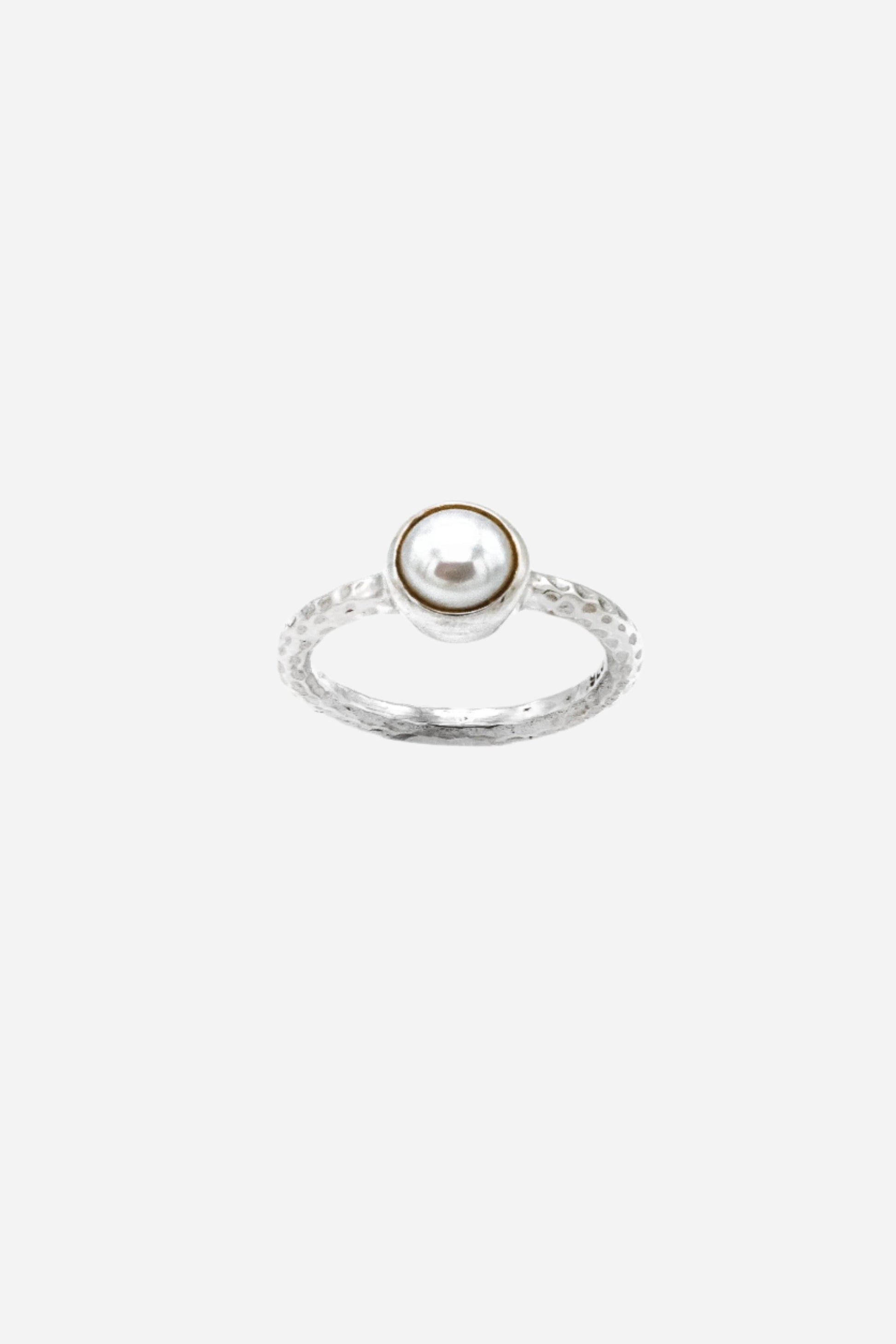 White Pearl Fine Band Ring - Inaya Jewelry