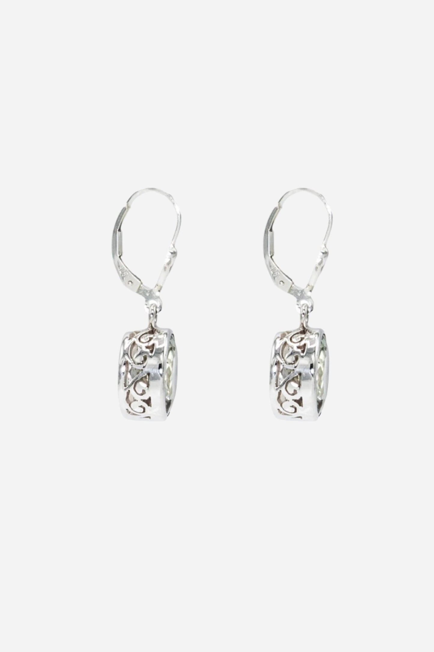 Green Amethyst Bezel Earrings - Inaya Jewelry